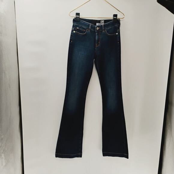 Love Moschino Women's Flare-Leg Jeans Denim Size 26 y2k bedazzled pockets - Picture 6 of 15